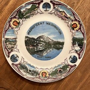 VTG Magnificient Washington Mount Rainier Collector Plate 9" Made in Japan